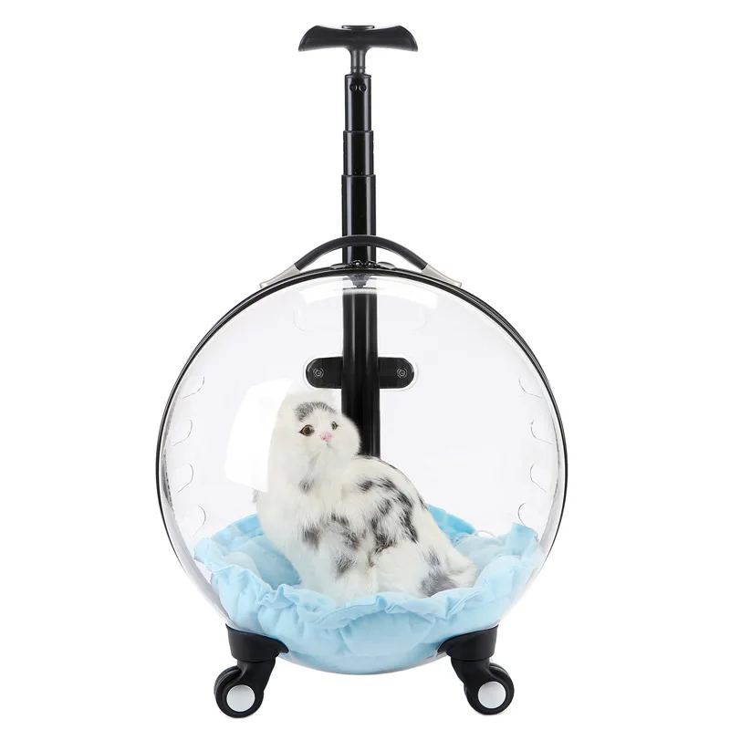 Dogs Cats Parrots Bunnies Multiple Carrying Transparent Breathable Carrier Backpack Capsule Stroller Pet Travel Trolley Wheels