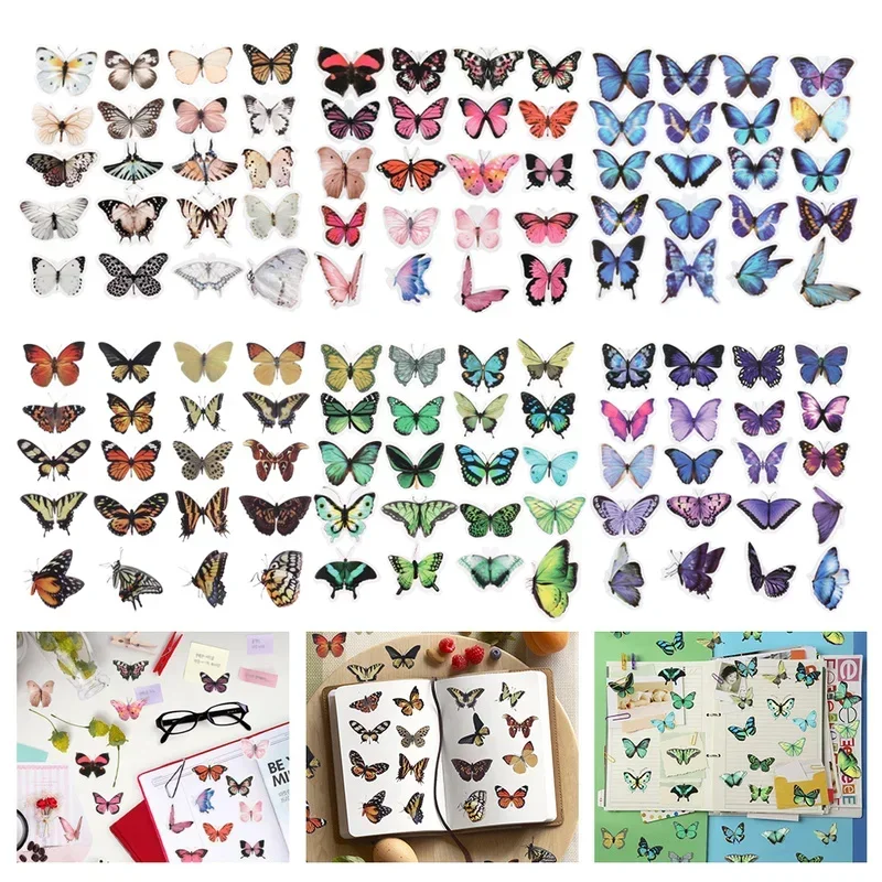 Pegatinas de mariposa elegantes, calcomanías decorativas transparentes para teléfono, portátil, botella de agua, planificador, diario, álbum de