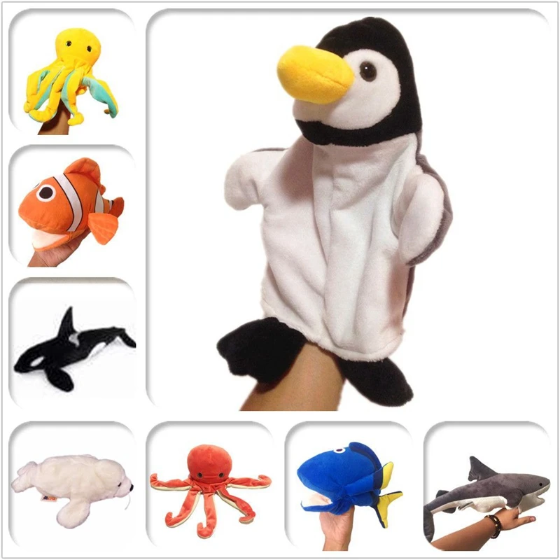 

New Marine Animal Finger Plush Toys for Children's Teaching and Enlightenment Performance Mom Comfort Hand Puppets