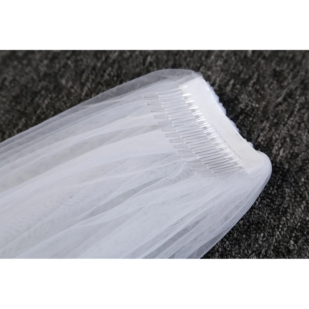 Long Wedding Veil Single Layer Tulle Cathedral Chapel Floor Veils with Hair Side Comb for Bride (White)