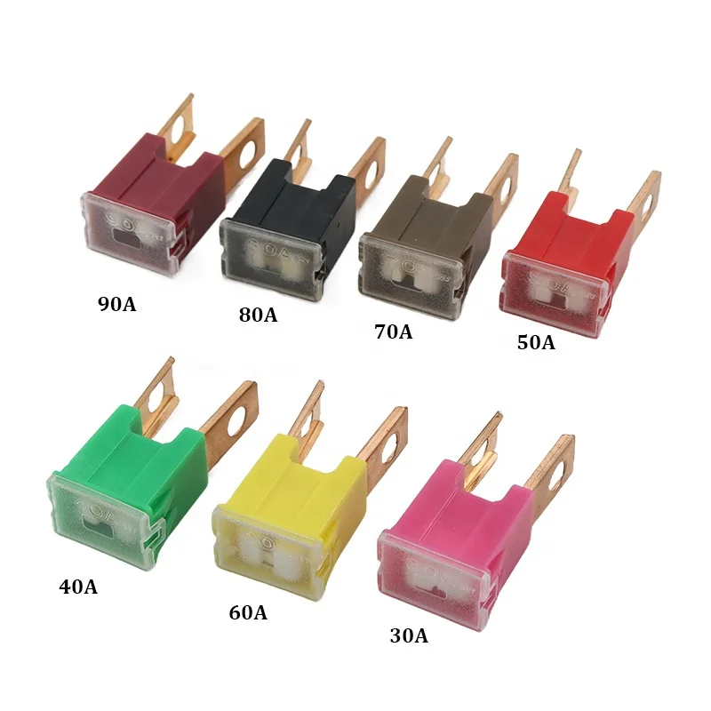 32V Car Square Long Leg Fuse Holder 30A-90A Automotive Male Terminal Blade Plastic Waterproof