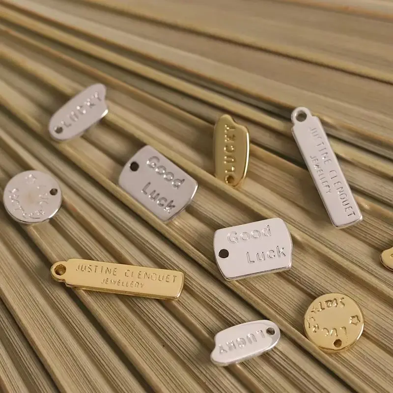 

10PCS 14K Gold Color Ins Wind Geometric Versatile English Letters Small Hang Tag DIY Necklace Bracelet Handmade Charm Accessorie