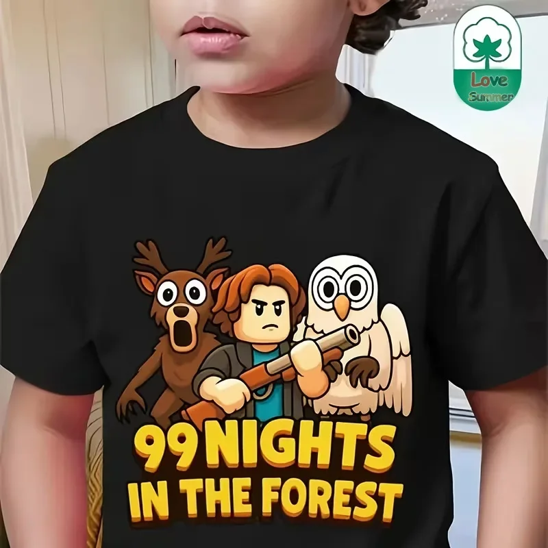 Casual T-Shirt 99 nights in the forest Cartoon Print Short Sleeve kids t shirt unisex Wear Vintage Style