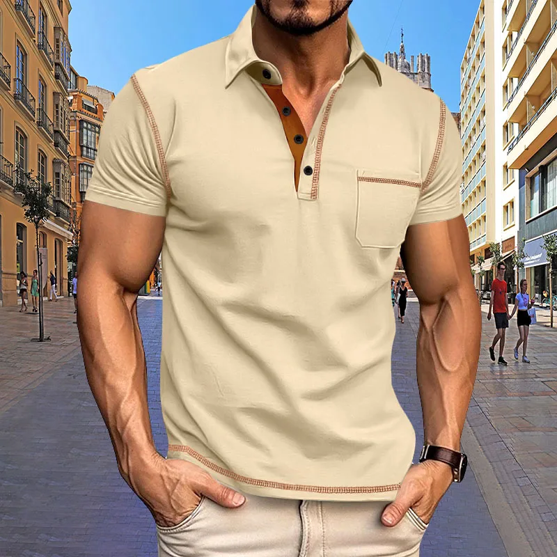 2024 New Summer Mens Lapel Pocket Polo Shirt Breathable Polyester Short Sleeve Tops Casual Daily Office Business Wear For Men image 4