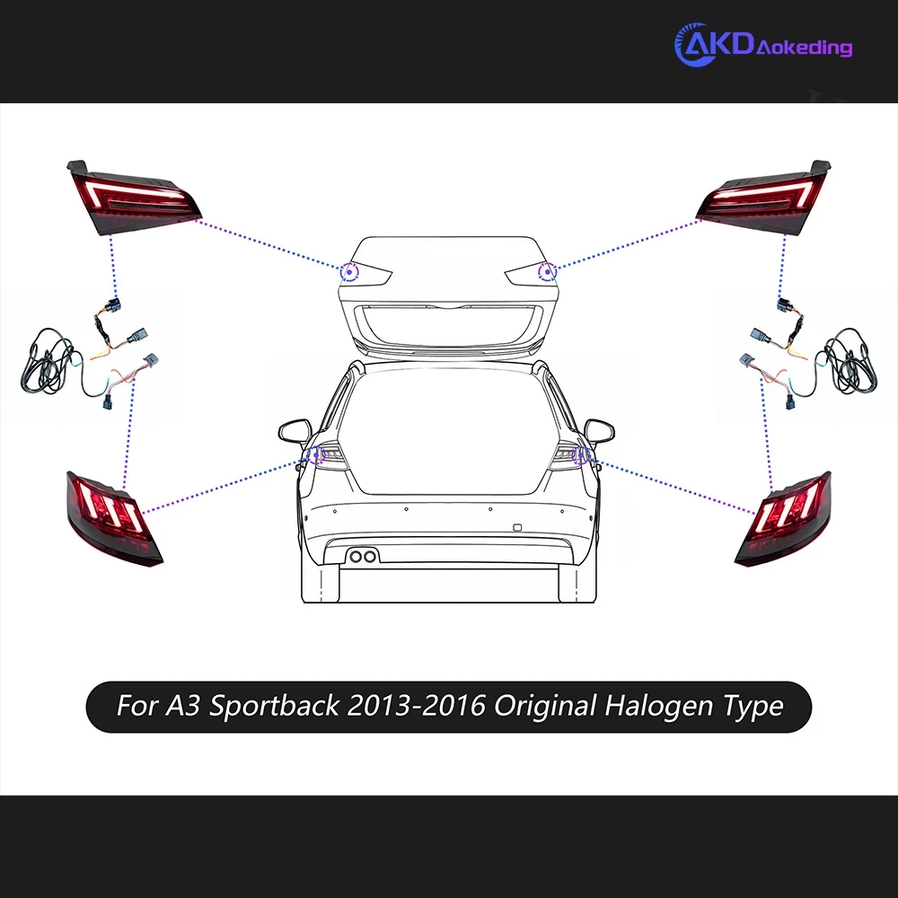 Tail Light For Audi A3 Hatchback 2013-2016 автомобильные товары Rear Lamp Hella LED Lights Car S3 Sportback Taillights