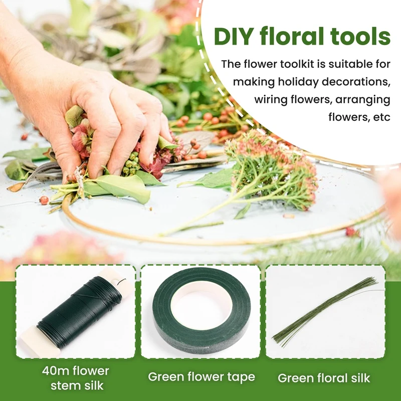 Floral Arrangement Tool Kit Floral Tape Stem Wrap Green Stem Wire Floral Wire For Bouquet Stem Wrap Florist