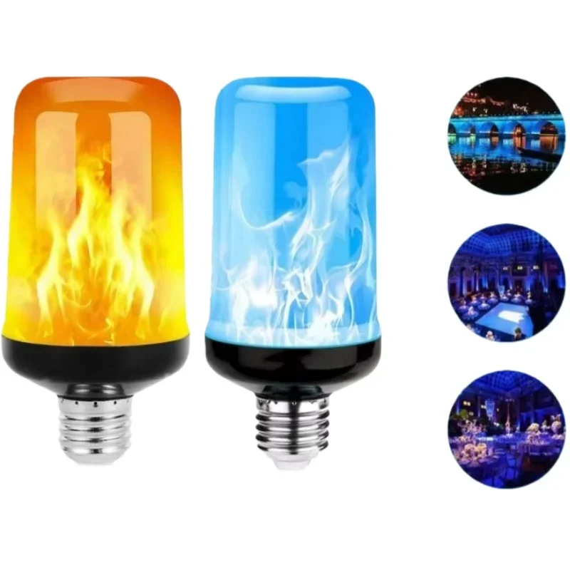 Pop E27 LED Flame Effect Decorative Bulb 4 Modes Dynamic Lamp Creative Decorative Flickering Realistic Fire Lights Bulb
