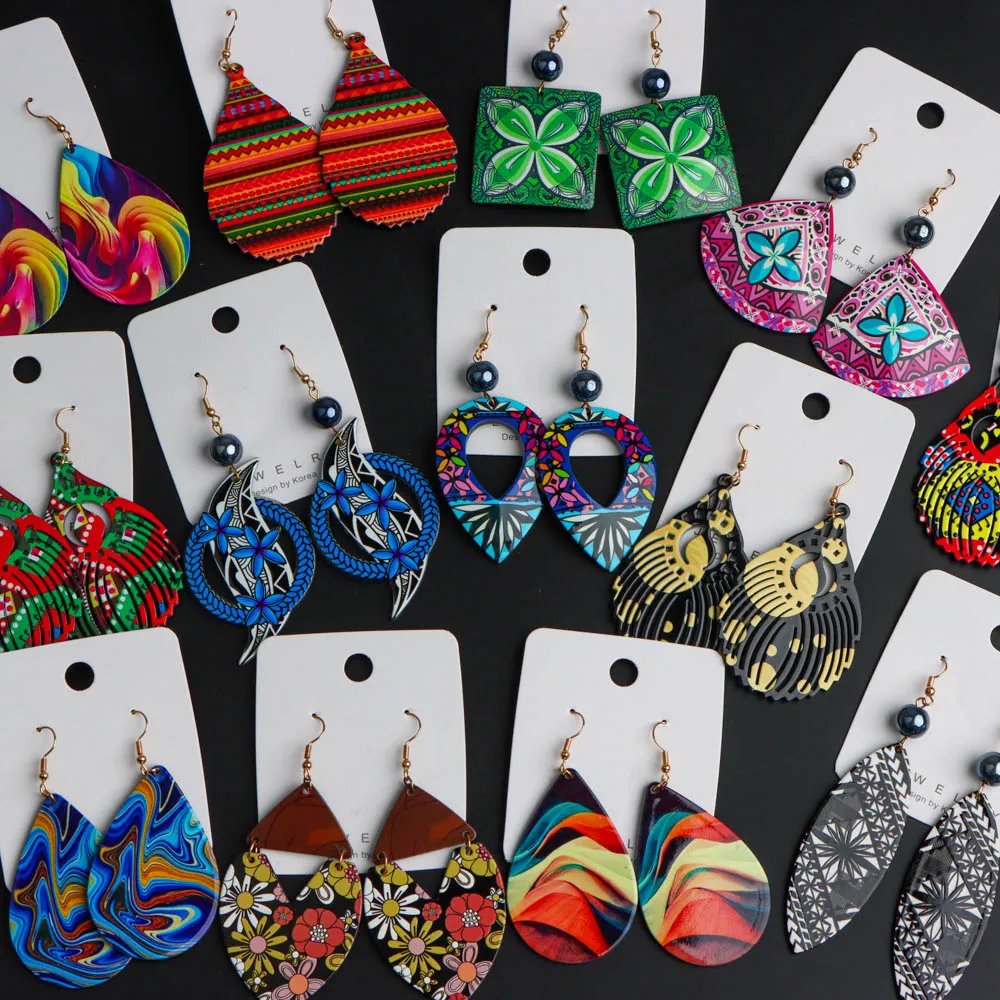 10 زوج/وحدة موضة خمر سحر أنيق رائعة الخرز متعدد الألوان نمط الاكريليك أقراط للنساء مجوهرات يومية هدية حفلة #2