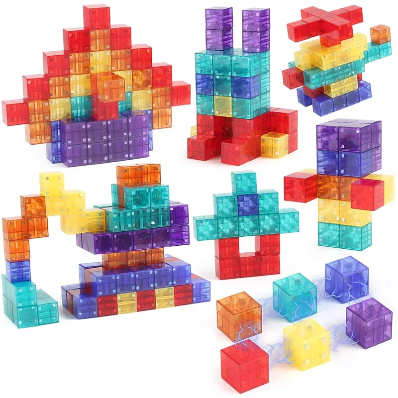 3D Transparent Magnetic Cube Kids Magic Puzzle Montessori Sensory Toy Kids Intellectual Development Stress Relief Gift