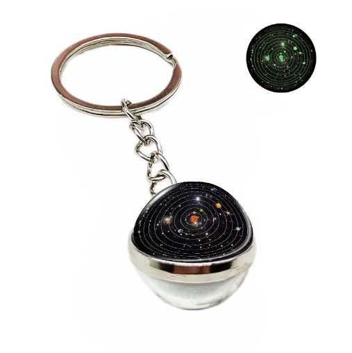 saturn keychain Moon Jupiter Earth Saturn Mars Mercury Venus Neptune Double Side Glass Ball Keyring Planet Galaxy Keychain