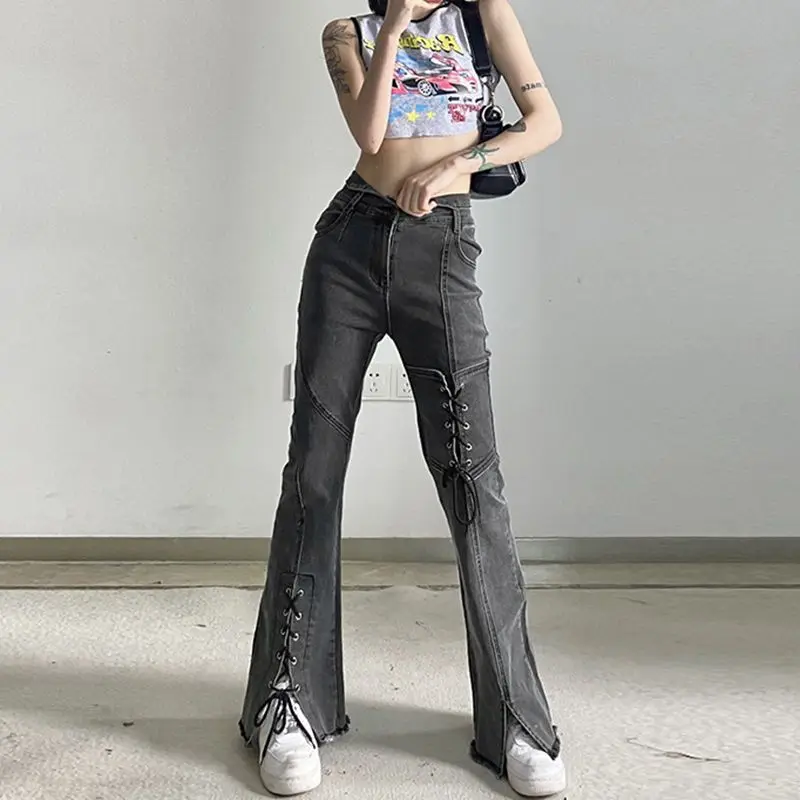 Denim Jeans Pants for Women Korean Trend High Waist Long Flare Leggings Skinny Fashion Women's Bell Bottom Jeans Split Vintage