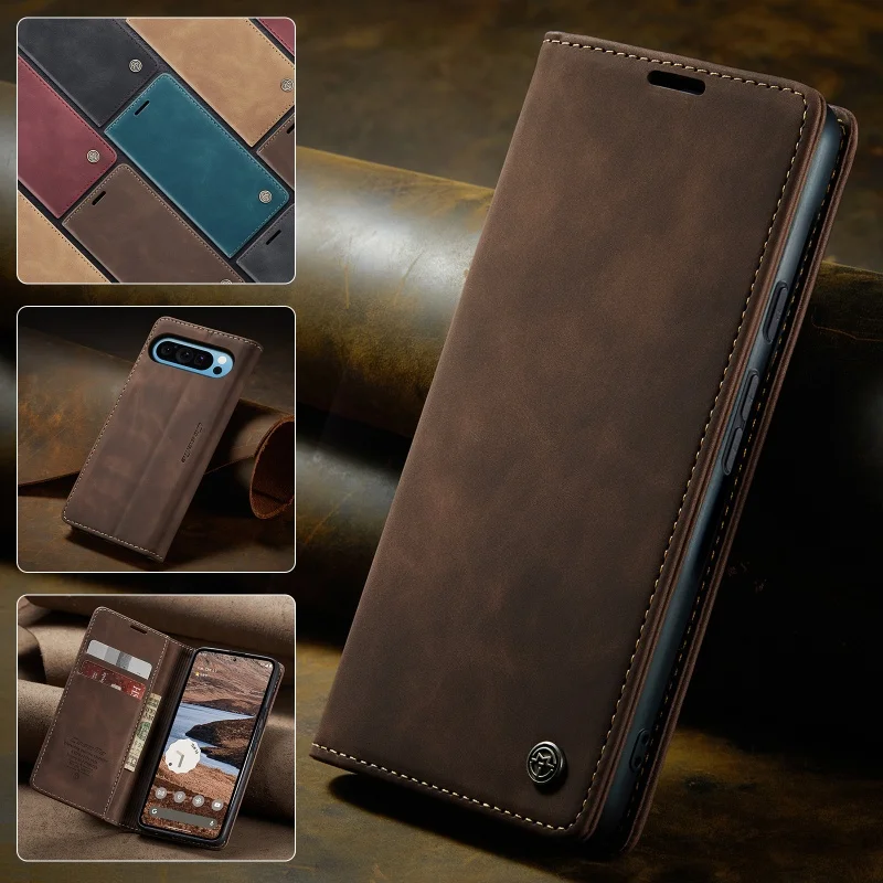 

CaseMe для Google Pixel 10 Pro XL 9a 9Pro 8A 7 6 Pro 6A Ретро чехол из искусственной кожи с магнитной книгой и раскладывающимся чехлом для Pixel 10