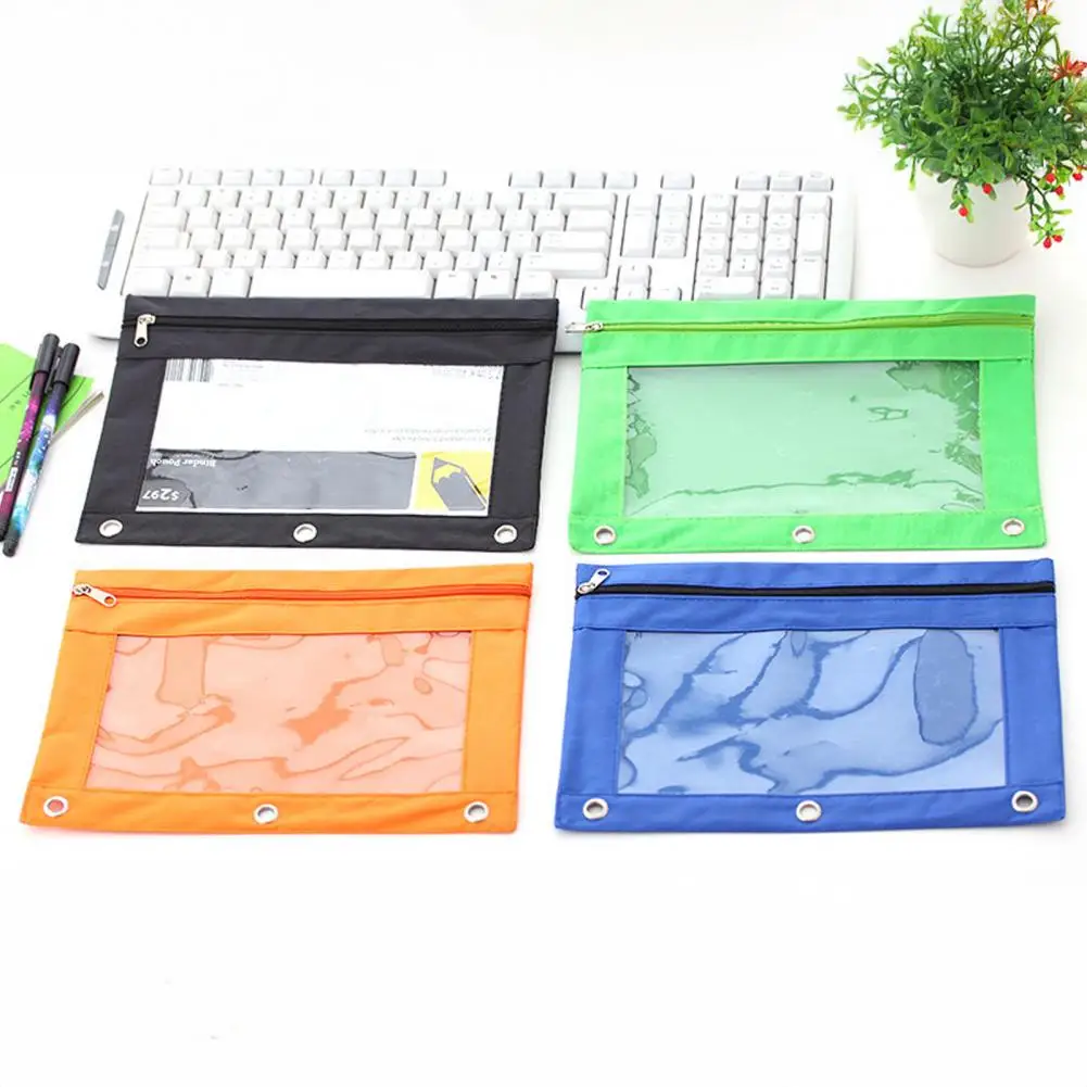 

Sturdy File Case Colorful Fabric Binder Pouch with Window for School Office Supplies Capacity Pencil Case for 3 Ring Binder File