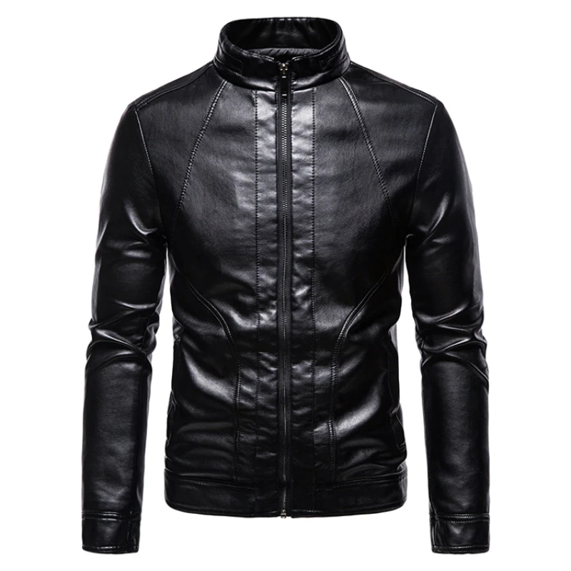 Autumn Leather Jacket Men's Slim Fashion Hip Hop Male PU Hooded Coat Trends Versatile Casual Top Clothing Locomotive Streetwear