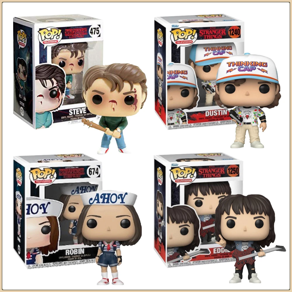 

New Funko Pop Stranger Things Action Figures Steve Dustin Eddie Susie Fantasy Thriller Drama Doll Model Ornament Periphery Gift