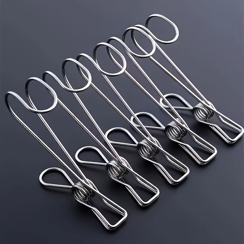 5pcs Heavy-Duty Stainless Steel Long Tail Hook with Ceiling/Ceiling-Mountable - Multi-Purpose Windproof Bath & Towel Hooks