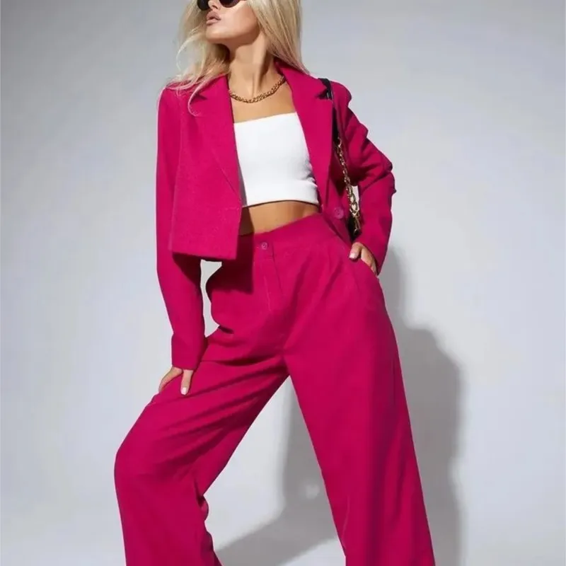 

Women's 2025 Spring Autumn New Short Small Suit Two Pice Set Fashion Casual Slim-fit Pants Suits Pantsuit Commuter Office Lady