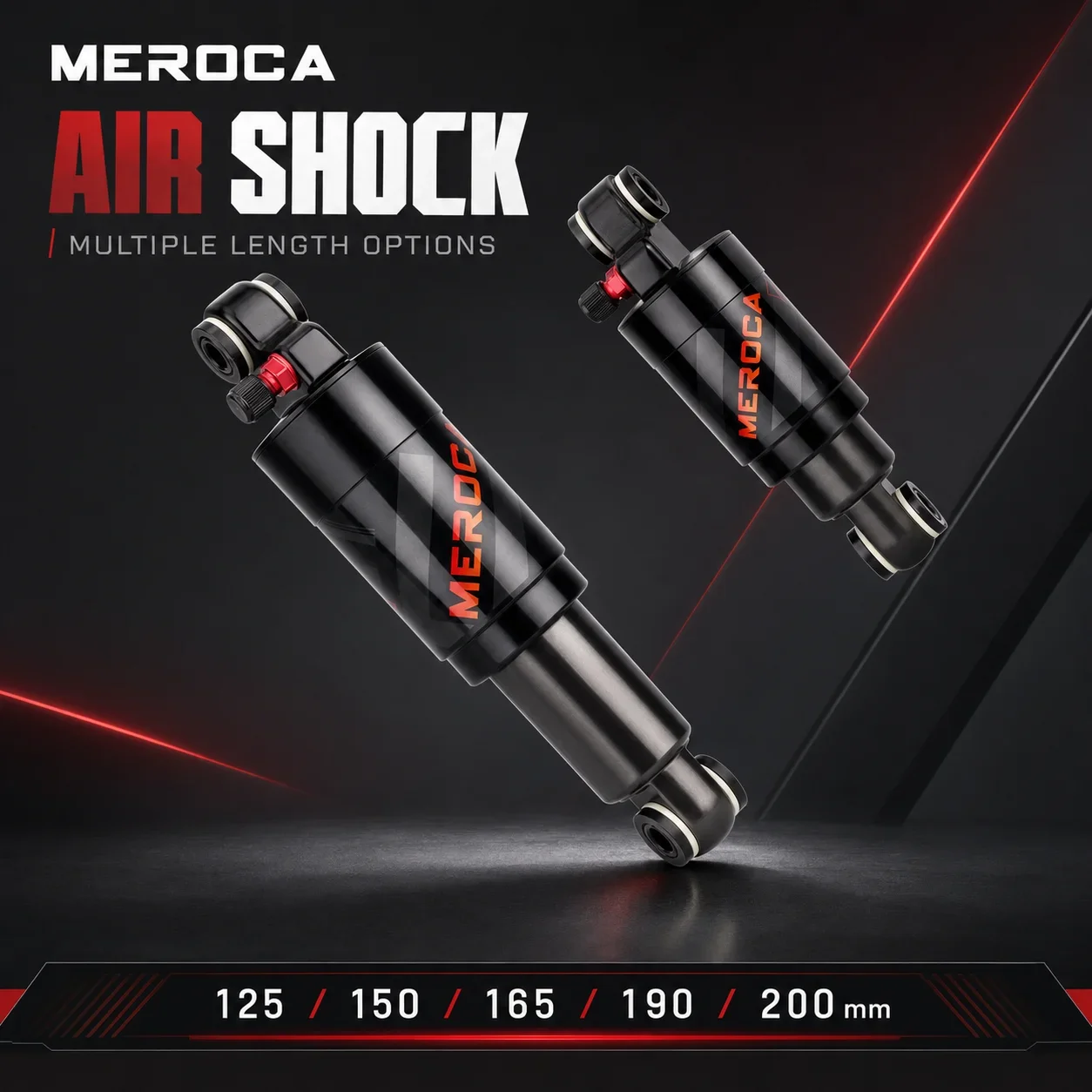 MEROCA MTB Bicycle Air Shock Absorber 125mm/150mm/165mm/190mm/200mm Adjustable Air Pressure Mountain Bike Air Shock Rear Shock