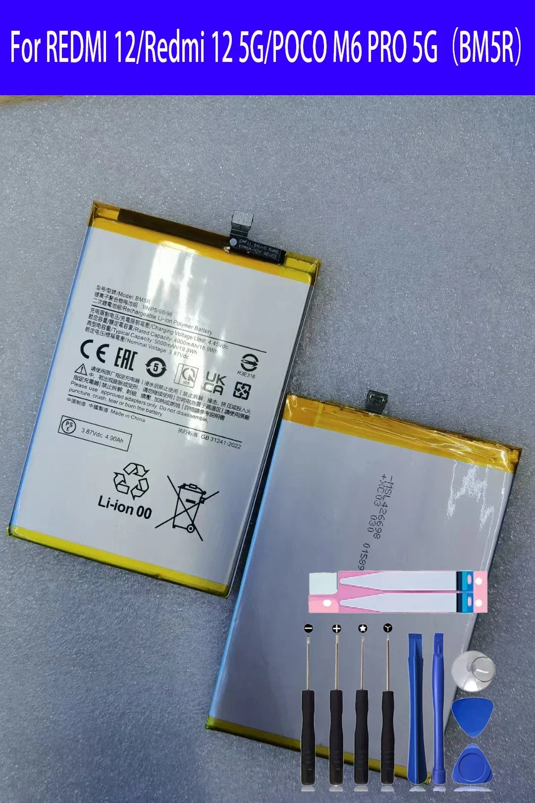 

100% Original New Replacement Battery BM5R For Xiaomi REDMI 12/Redmi 12 5G/POCO M6 PRO 5G Phone Battery+Tools