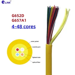 fiber optic cable G652D G657A1 bundle GJFJV 4/6/8/12/24/36/48 cores 100m Singlemode indoor SM 4 fibers wire OS1 ELINK 100Mtr