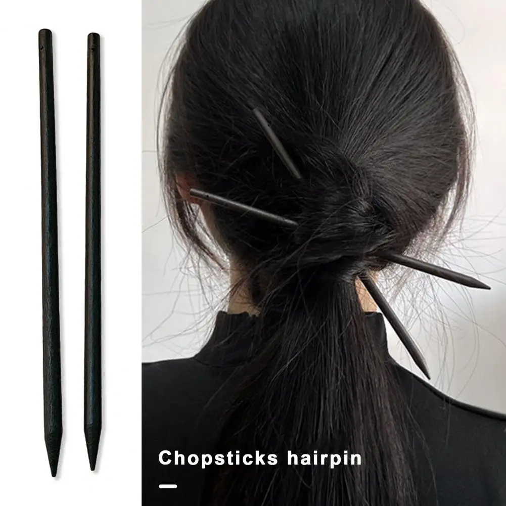 2Pcs Chinese Style Hairpin Black Wood Chopsticks Hair Stick Hairpin Women Long Hair Pin Decoration Fashion Hair Accessories - Detail 1