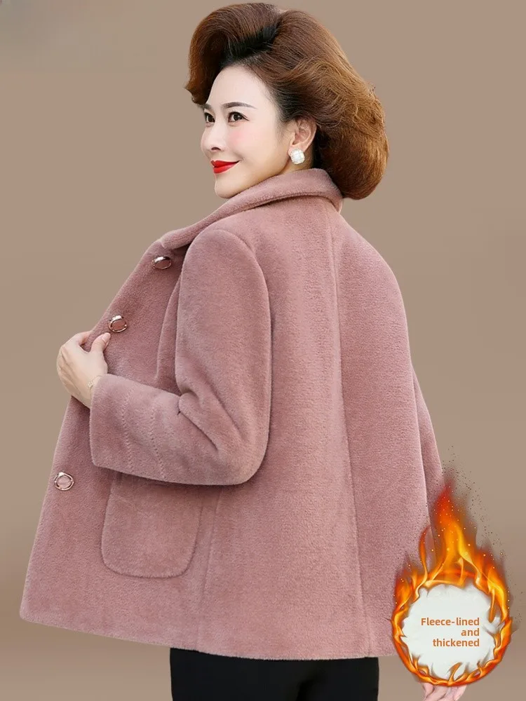 

Модное утепленное короткое пальто для женщин, зимняя одежда, куртка из норкового бархата, теплая, на флисовой подкладке, большие размеры, кардиган для женщин среднего возраста