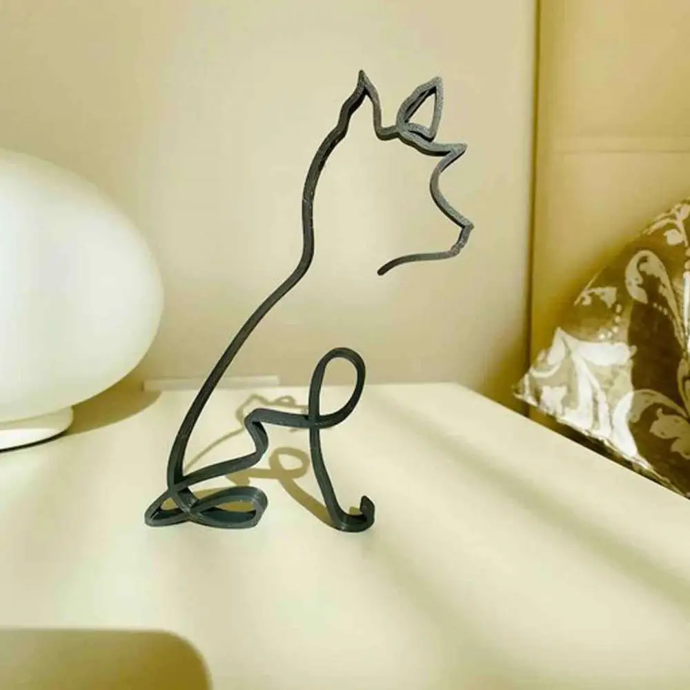 Dog Art Sculpture Metal Dog Room Decor Abstract Minimalist Art Iron Figurines Office Desktop Accessories For Home Decorations