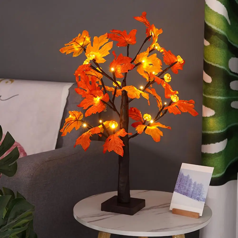 

Fall Maple Leaf Lamp Halloween Maple Tree Lamp Festive Fall Desktop Decor 24led Maple Tree Lamp with Adjustable for Thanksgiving