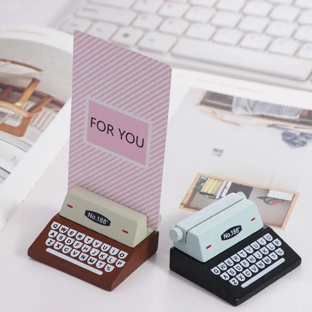 

Funny Wood Table Stand Card Holder Note Clip Typewriter Shape Photo Clips Holder Stationery Memo Holder Desktop Ornament School
