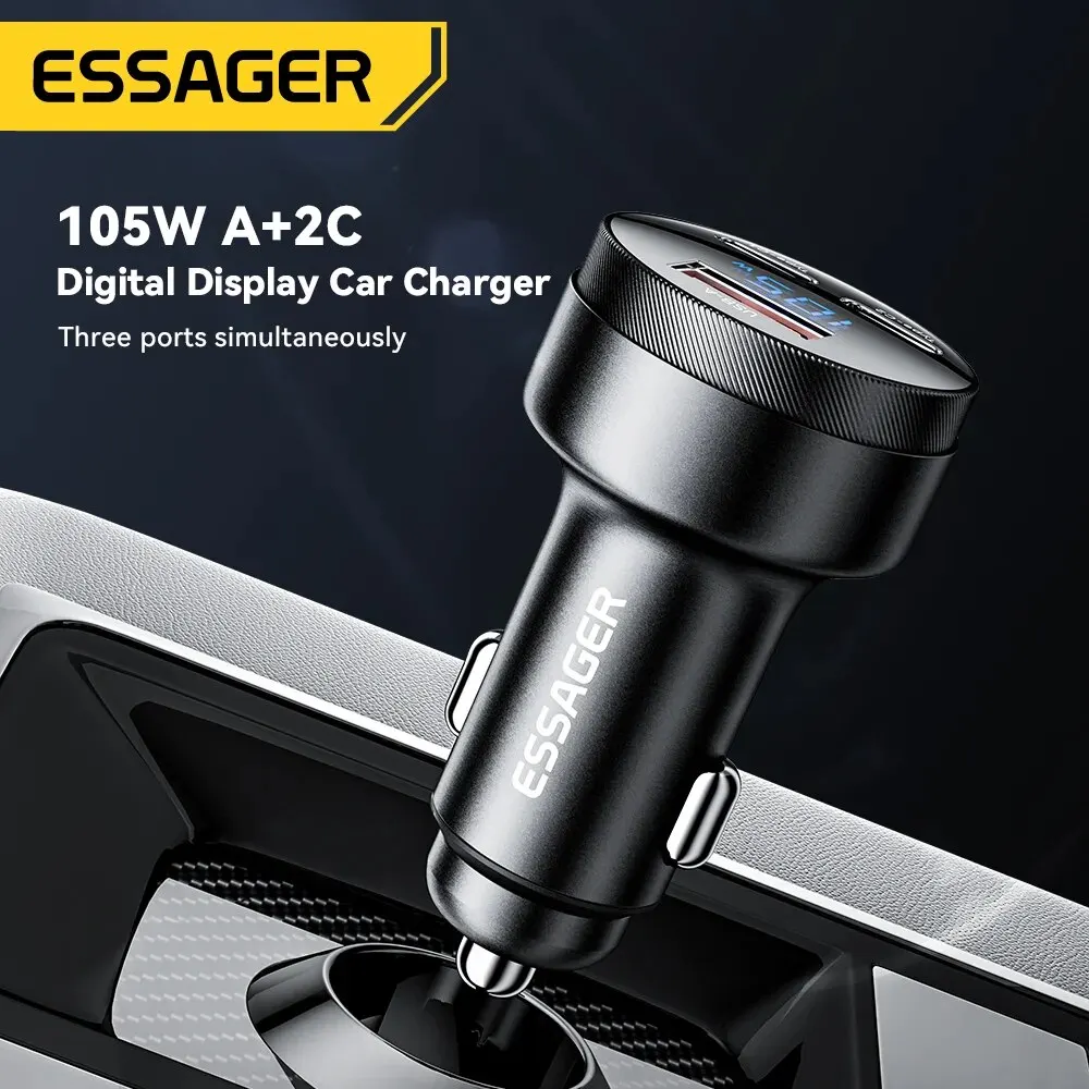 Essager 105W USB Car Charger Quick Charge 4.0 QC4.0 QC3.0 QC SCP PPS PD USB Type C Fast Charging For iPhone 14 15 Xiaomi Phone