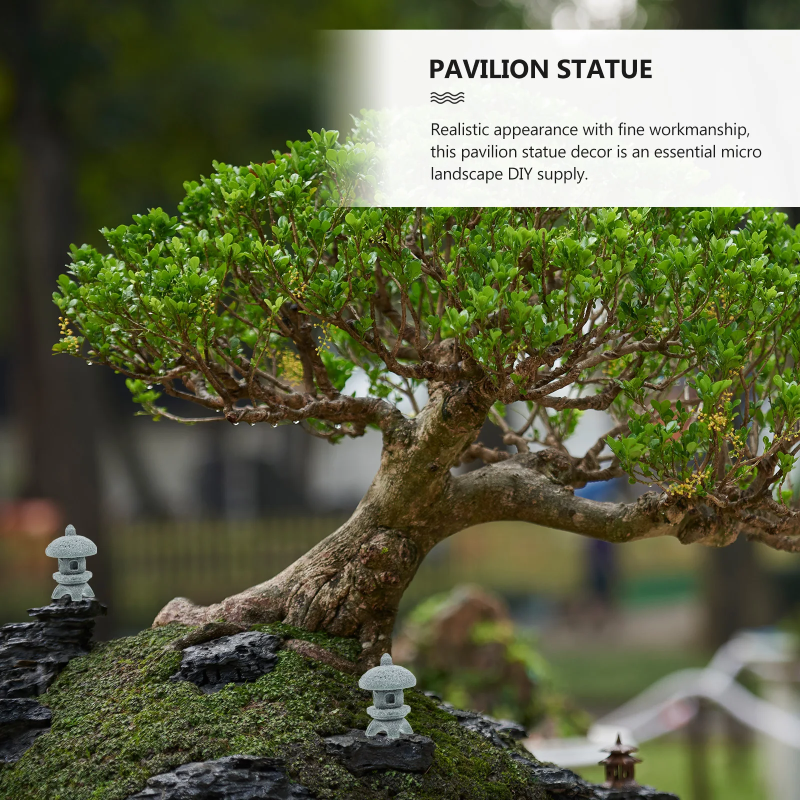 

4pcs Mini Pavilion Statue Decor Bonsai Garden Landscape Stone Scenery Yard Moss Plants Garden nament Outdoor