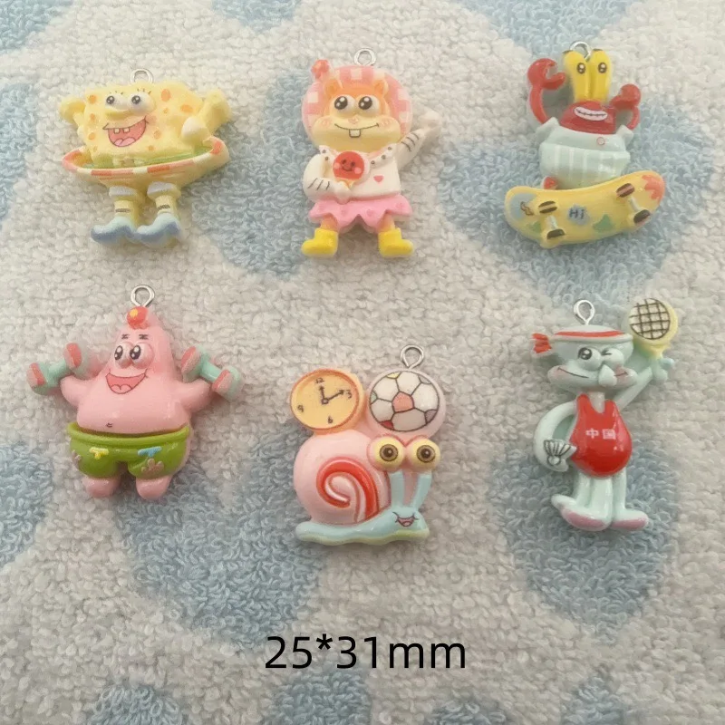 10pcs cartoon resin pendant, DIY jewelry making earrings, keychain accessories view 6