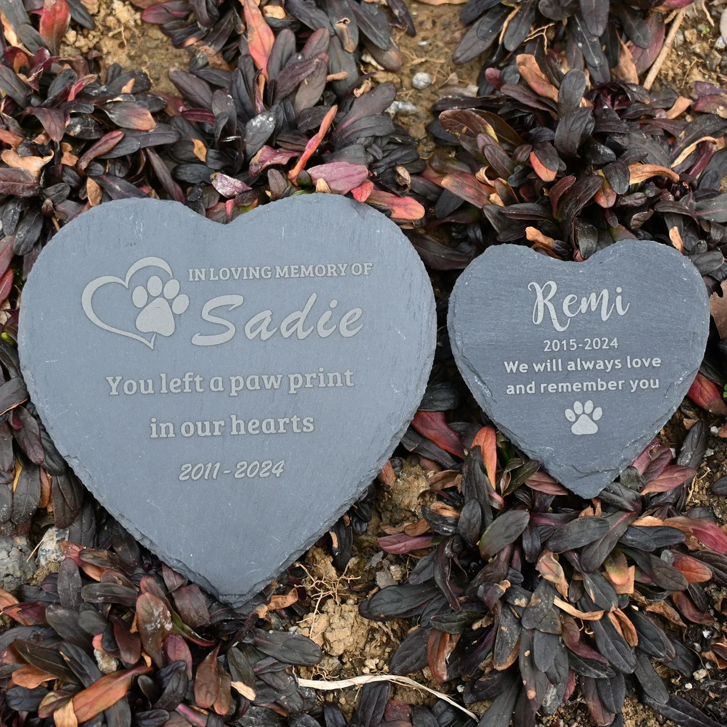 Personalized Pet Memorial Stone, Custom Pet Loss Gift, Heart Shape Dog Cat Memorial Garden Stone, Grave Marker Plaque Tombstone