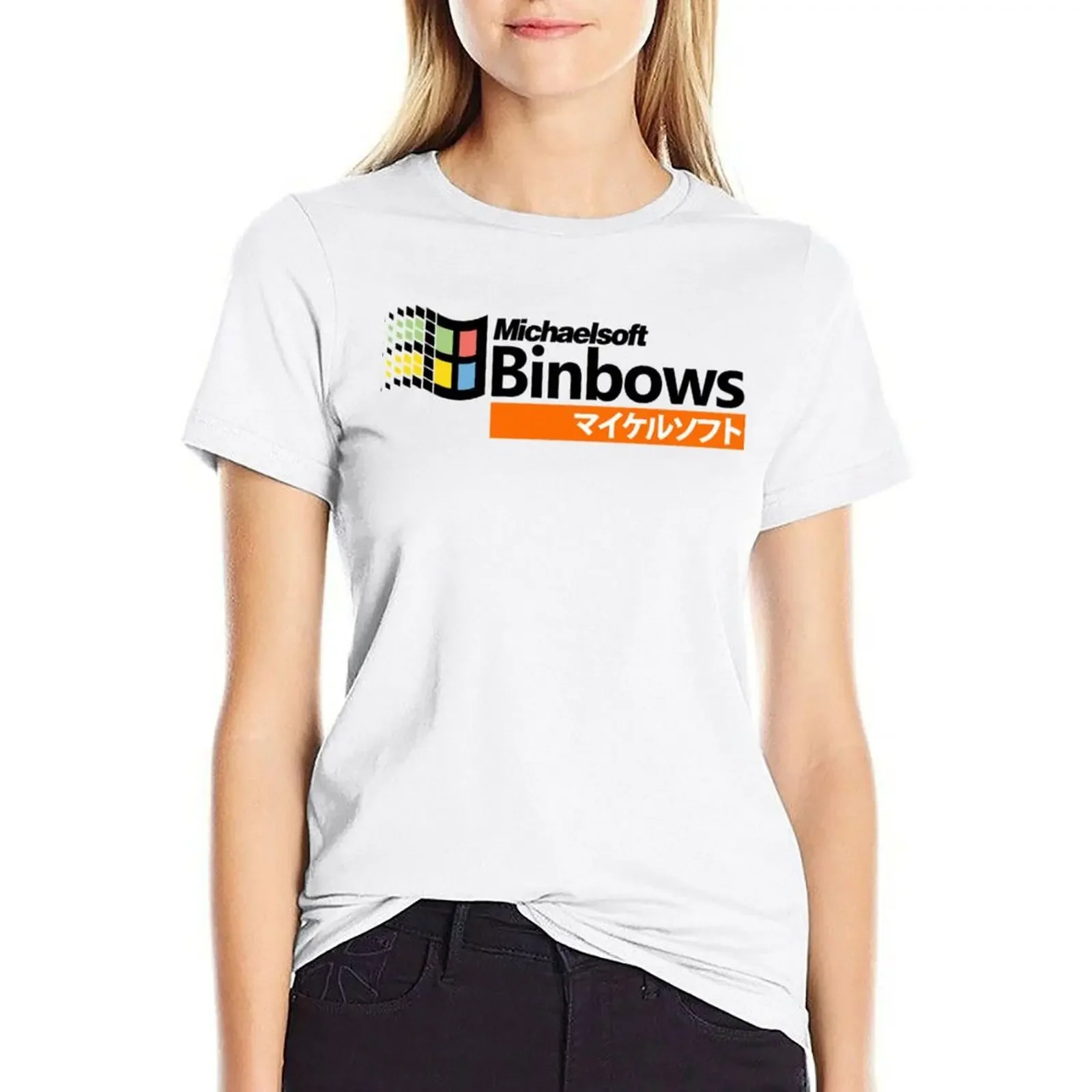 

Michaelsoft Binbows マイケルソフト Essential T-shirt kawaii clothes Blouse white t shirts for Women