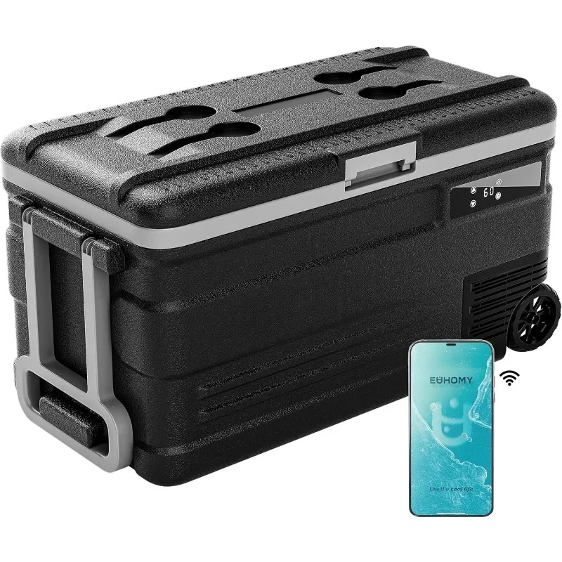12볼트 냉장고, 80QT(75L) 12V 냉장고, 전기 쿨러 앱 제어, 차량용 냉장고 12/24V DC 100-240V AC, 차량용 냉장고