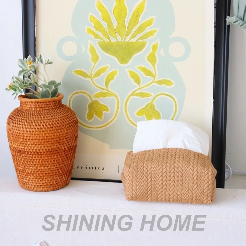 

Nordic Ins Wheat Ear Texture Tissue Box Paper Stoarge Bag Cloth Tissue Box Car Tissue Storage Box Living Room Home Decor