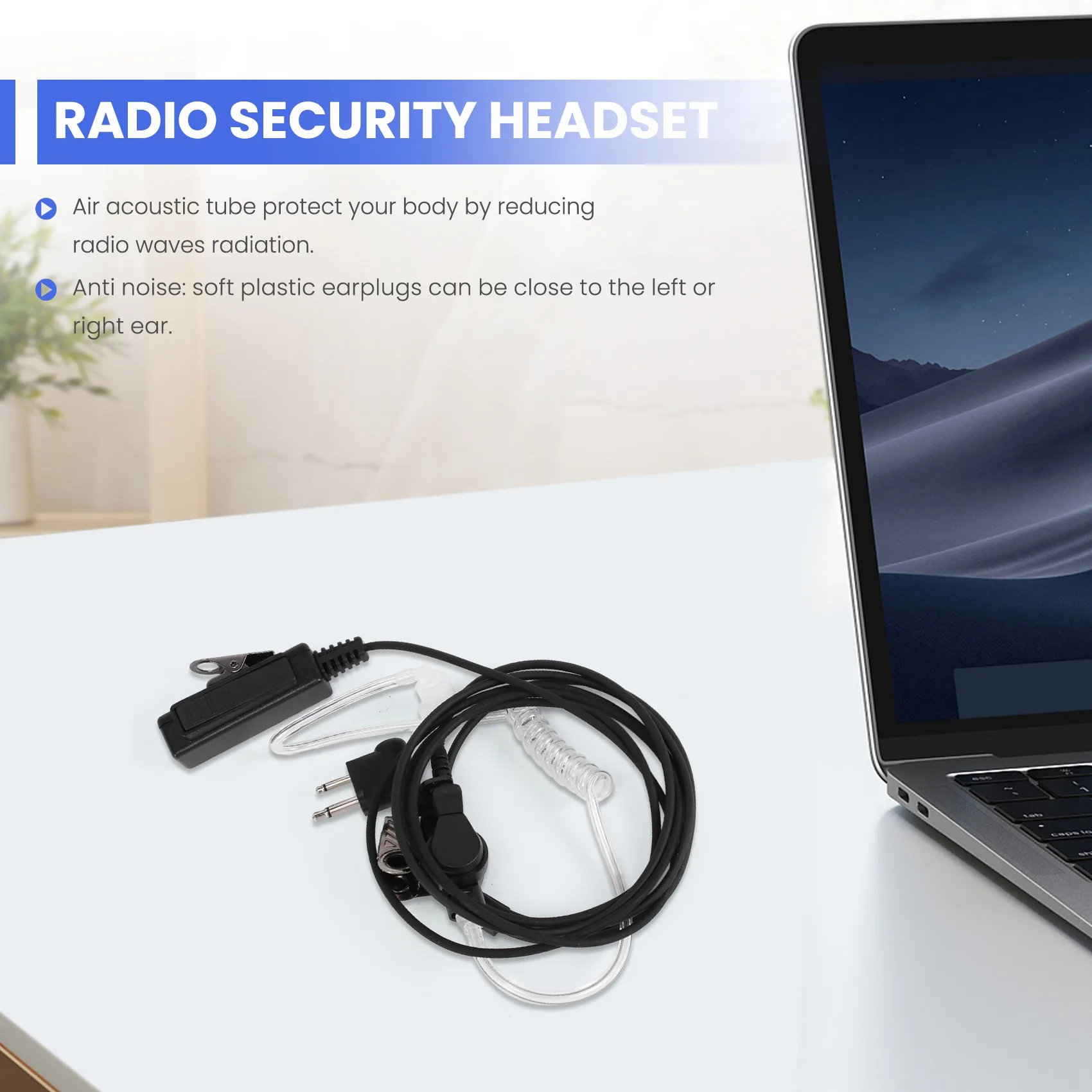 Covert Acoustic Tube Security Earpiece Headset PTT Mic Compatible for CP040 DP1400 GP68 GP88