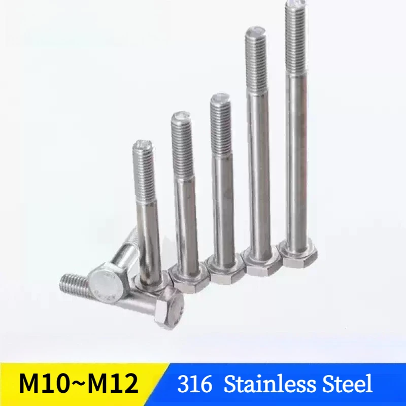 316 Stainless Steel Hexagon Head Bolt DIN931 M10 M12 Partially Threaded External Hex Head Screw