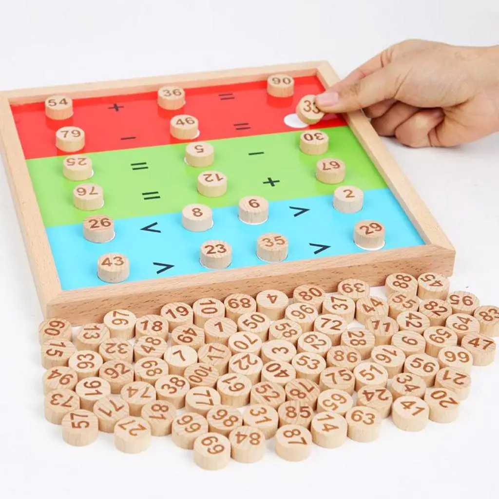 Wooden 00 Consecutive Numbers for Montessori Math Educational Learning for Children