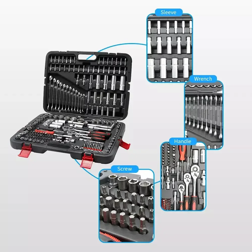 215pcs Chrome Vanadium Car Knurling Mechanics Socket Tool Set