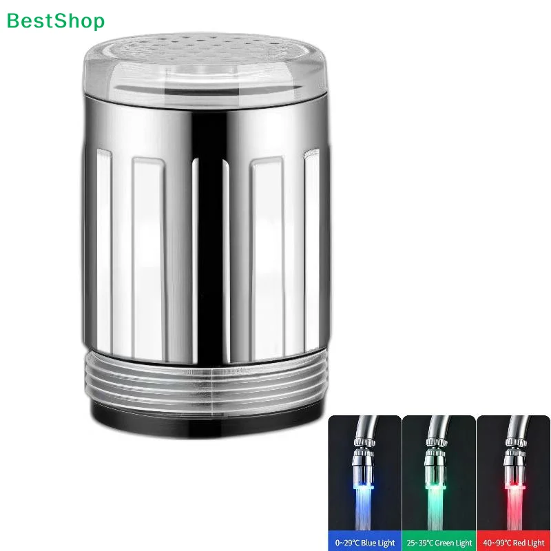 3 Color Change LED Faucet Aerator Water Powered Light Tap Nozzle Water Saving Glow Faucet Head For Kitchen Bathroom Sink