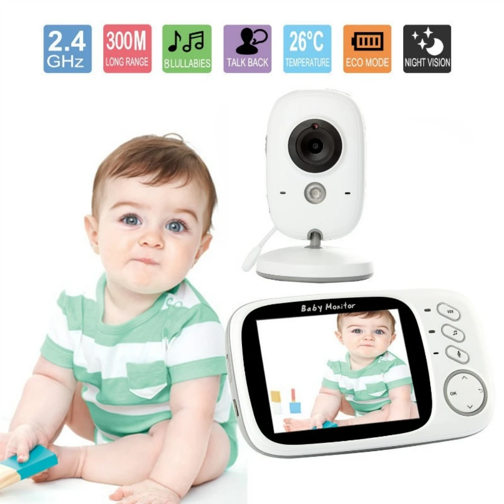 

New LCD Video Baby Monitor 2.4G Wireless With 3.2 Inches 2 Way Audio Talk Night Vision Surveillance Security Camera Babysitter