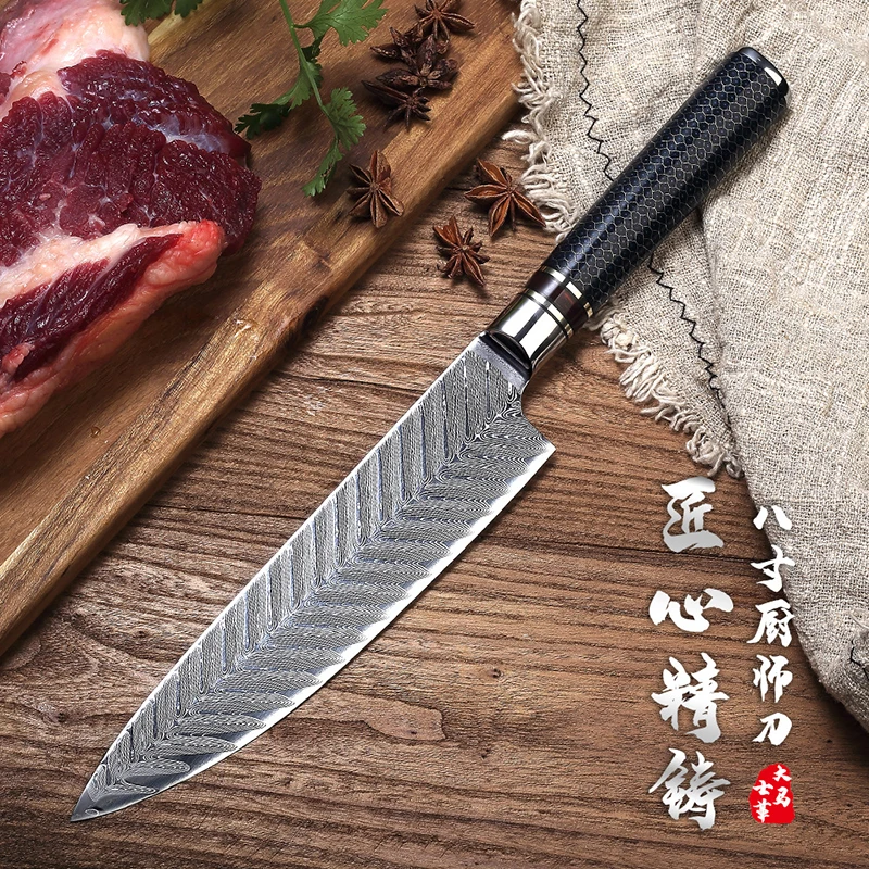 

Damascus Steel Western Style 8 "Chef's Knife Sushi Cuisine Yusheng Knife VG10 Meat slicing Sashimi Knife Fruit Knives