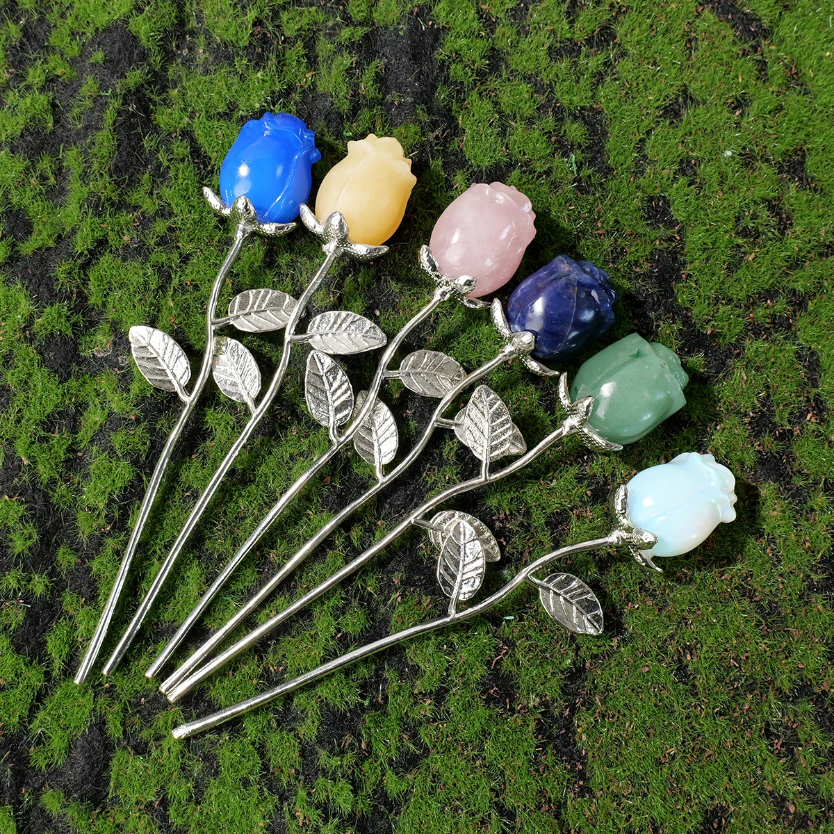 1pc Natural Crystal Raw Stone Semi Precious Stone Rose Decoration Valentine's Day Wedding Decoration Crystal Crafts Gift view 5