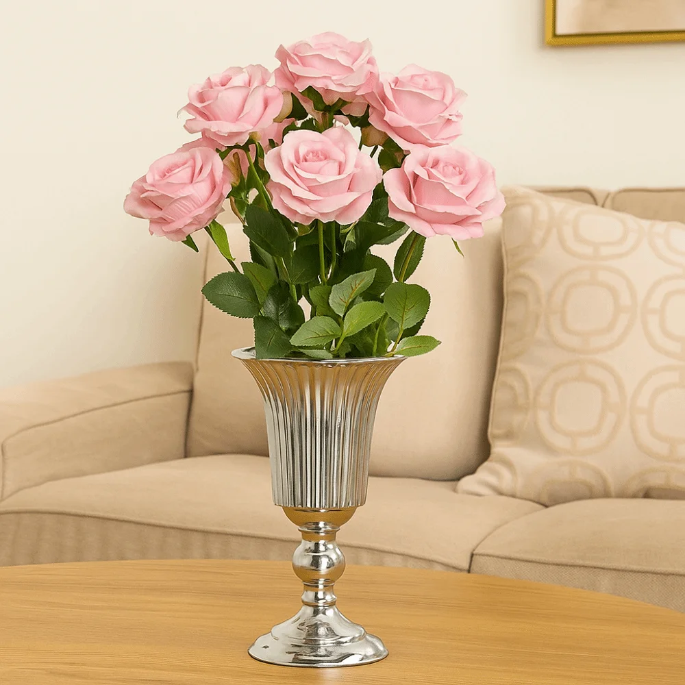 Romantic European Style Metal Trumpet Vases Decorative Golden Dried Flower Pot Anti-fall Simulated