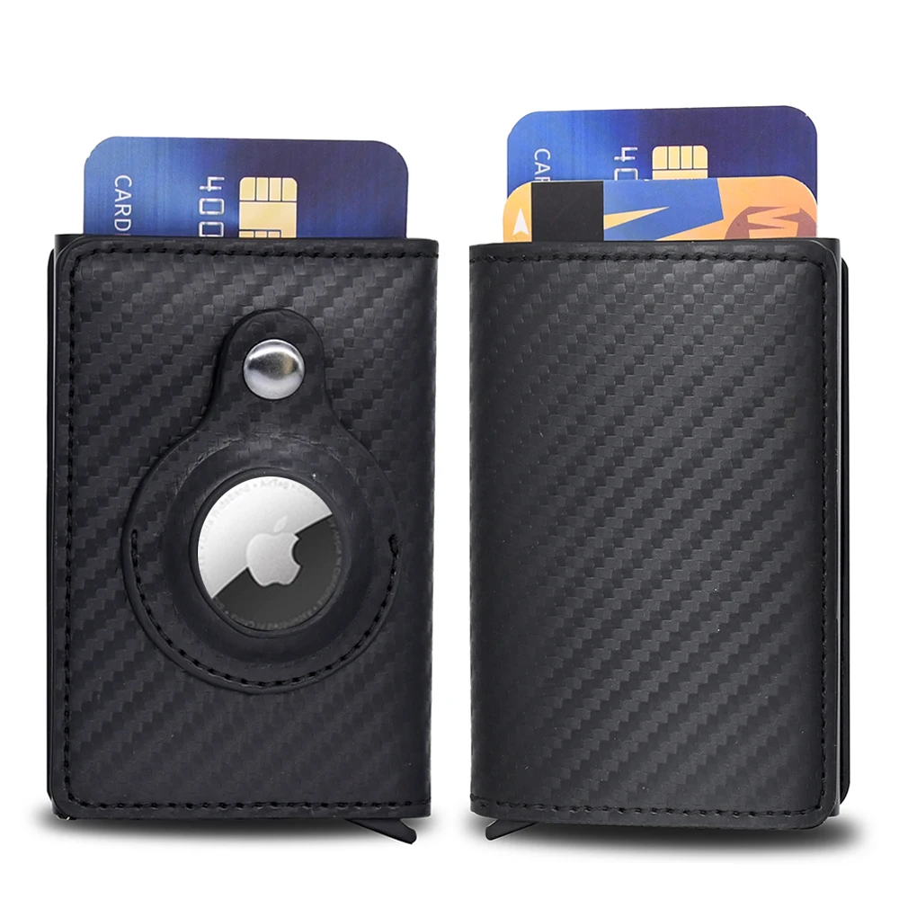 2022 Airtag Wallet Carbon Fiber Card holder RFID ID Credit Card Holder With Apple Airtag Case Anti-lost PU Leather Airtags Purse