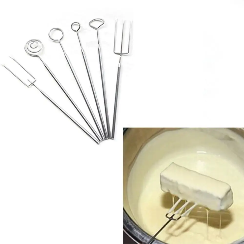 Stainless Steel Chocolate Dipping Fork Silver Irregular Shaped Cheese Fondue Fork Rustproof Long Handle Chocolate Dipping Tool