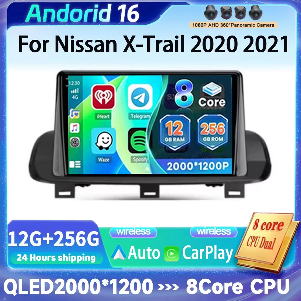 Android 16 Car Radio For Nissan X-Trail Xtrail X - Trail 4 T33 Rogue 3 2020 2021 Navigation GPS Multimedia Video Player Stereo