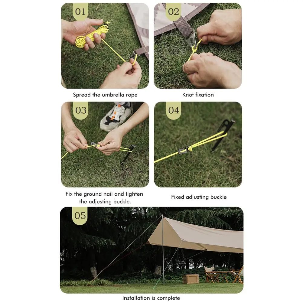 Corda per tenda di regolazione del cavo della tenda in Nylon riflettente da 4 pezzi 4m per l'imballaggio esterno della tenda da campeggio