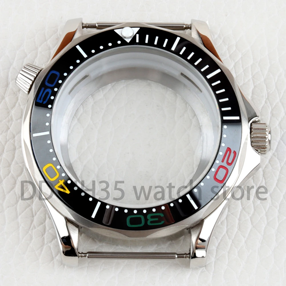 

Silver NH35 Case 41mm Solid 316L Stainless Steel for Seamaster NH35 NH36 Movement 31mm Dial 100 Meters Waterproof Watch Case